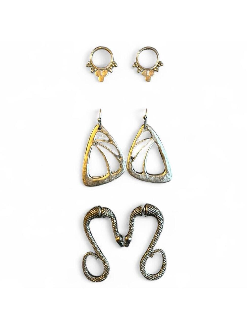 A set of 3 Vintage Silver Snake Themed pairs of earrings